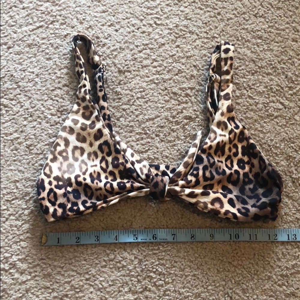 Luxury boutique brand tie front leopard bikini top